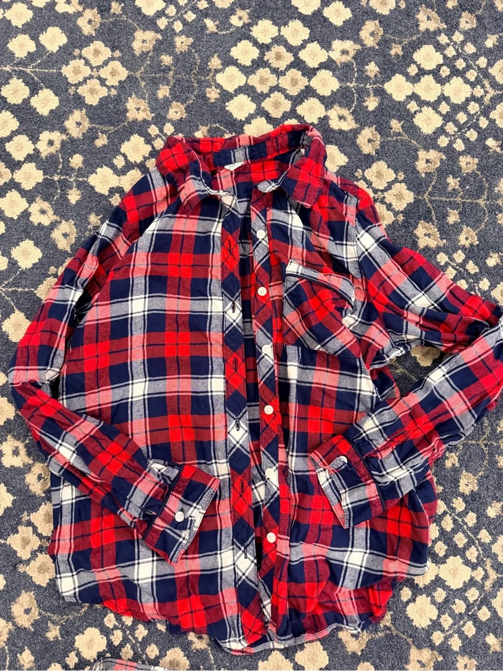 aerie Red, Navy & White Plaid Button-Front Pajama Set